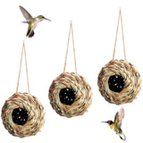 Natural Grass Hanging Bird Hut 3 Pack