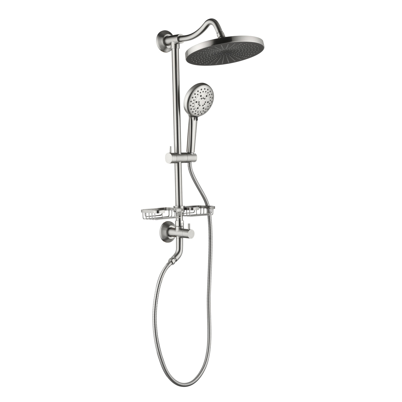 Shower System 10" Rain Showerhead 4-Function Hand Shower Slide Bar