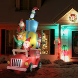 Outsunny 9ft Christmas Inflatables Outdoor Decorations Santa Claus Drives a Gift