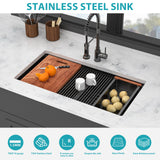 Double Bowl (50/50) Undermount Kitchen Sink- 33"x19"x10" Gunmetal Black 16 Gauge