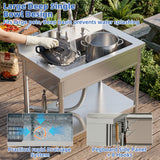 Stainless Steel Utility Sink, 38.4" Freestanding Single Bowl Laundry Sink