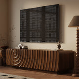 TV Stand Floating Base Spiral Wave Walnut for 60" TVs