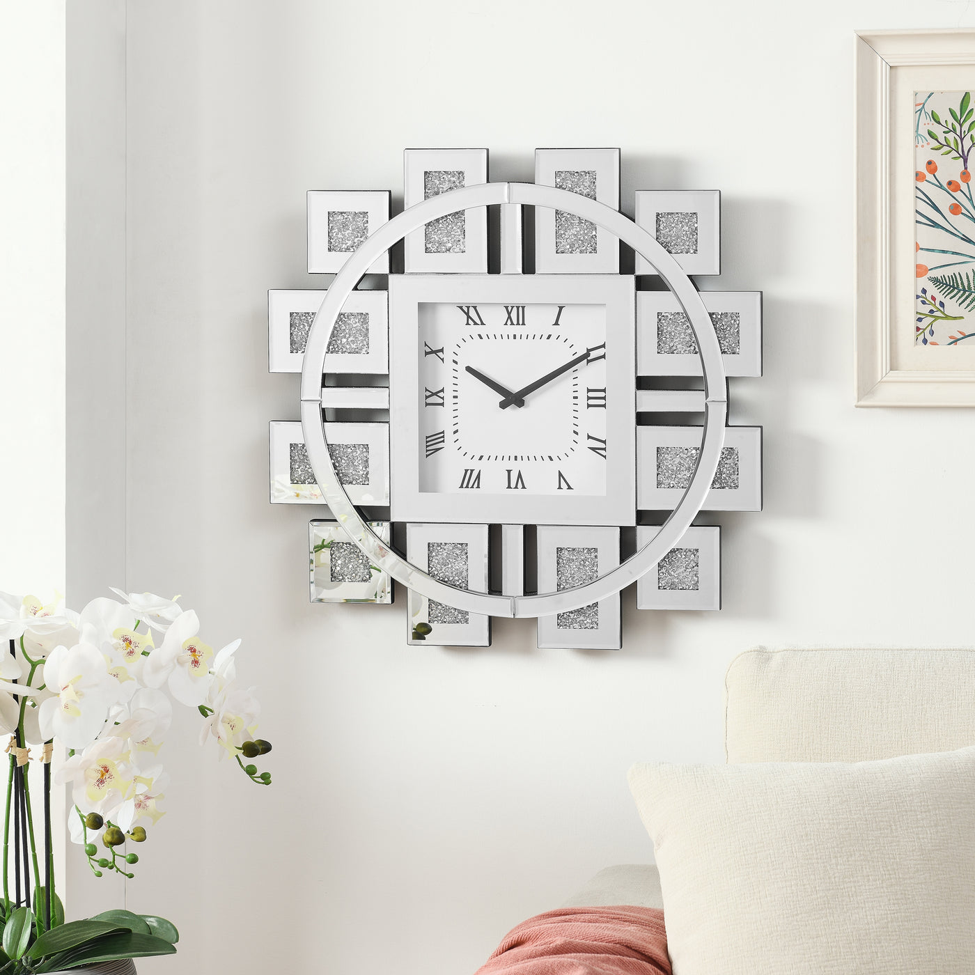 Mirrored Faux Gemstone Wall Clock