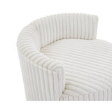Barrel Accent Chair - Plush Corduroy - Off-White with Wheels