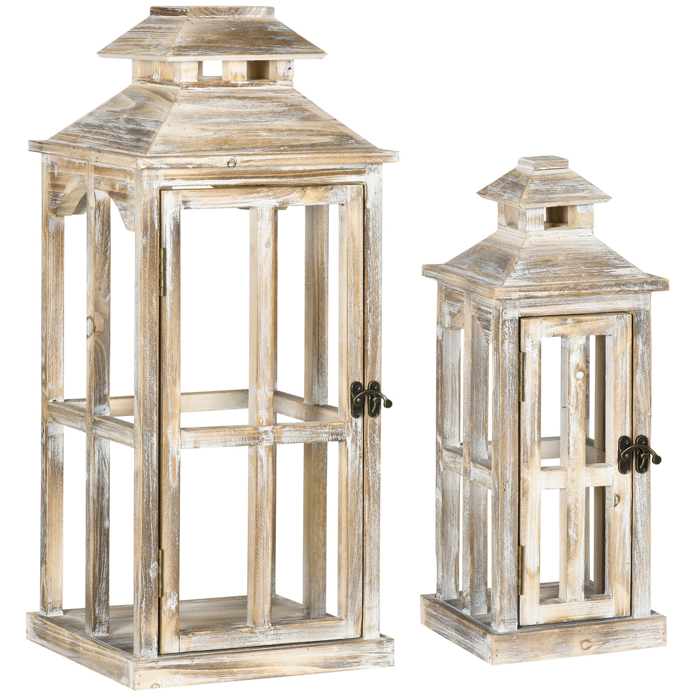 Rustic Wooden Lantern 28" 20" Indoor Outdoor Decor
