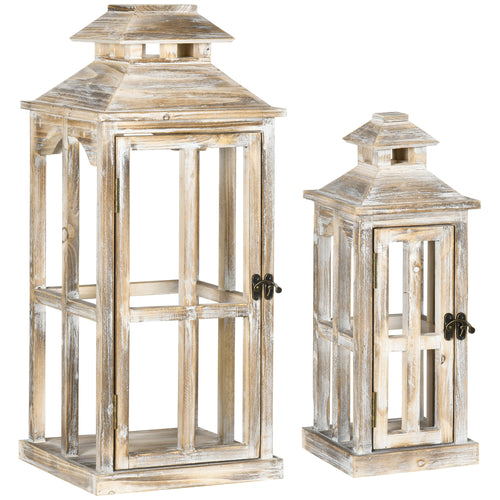Rustic Wooden Lantern 28" 20" Indoor Outdoor Decor