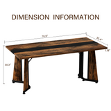 Rectangular Engineered Wood Dining Table Black/Rustic Brown 71"