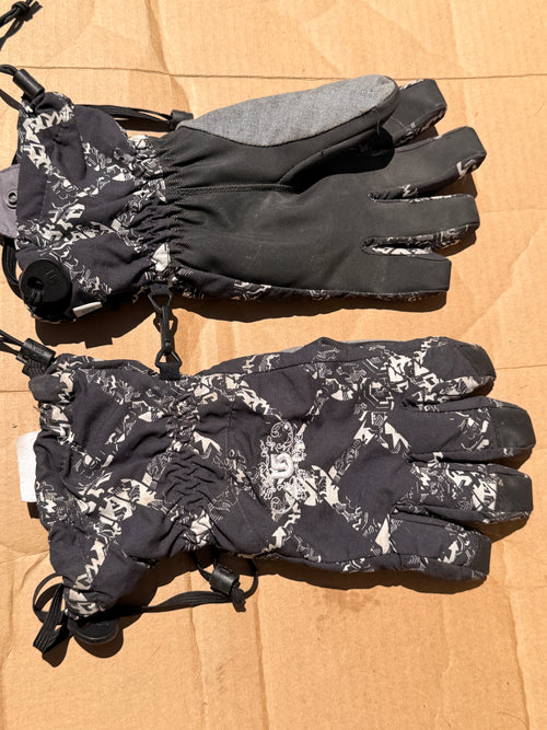 Burton Profile Ski Snowboard Gloves Black White Graphic Print Size L