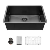 Gunmetal Black 30 Inch Undermount Kitchen Sink 16 Gauge 10 Inch Deep Single Bowl