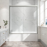 55"-60" W x 60" H Brushed Nickel Sliding Shower Door Tempered Glass