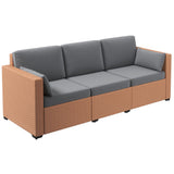 Outdoor Rattan Sofa Set 3 Seat Brown
