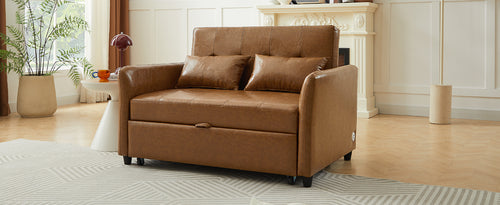 Brown Convertible Sleeper Sofa Bed with USB Ports 51.57