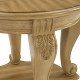 Round Rubberwood End Table with Storage Antique Natural