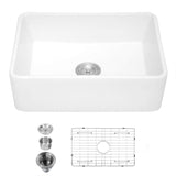 30x20 White Ceramic Farmhouse Apron-Front Single Bowl Kitchen Sink