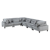 6pc Modular Sectional Corduroy Gray Living Room Sofa Set