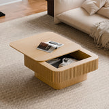 31.5" Square Wood Coffee Table with Storage