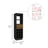 Bar Cabinet - 12-Bottle Wine Rack - Two Drawers - Black/Walnut