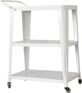 Industrial Dining Cart, 3-Tier Metal Frame with Swivel Wheels, White