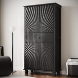 64.5'' Tall Accent 4Door Cabinet, Hollow Sideboard Buffet Cabinet