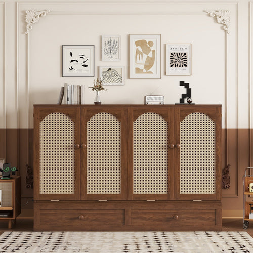 Queen Size Murphy Bed Pine Wood Cabinet with Power Station