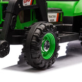 24V Kids Ride-On Electric Tractor Toy with 4-in-1 Construction Attachments (Exca