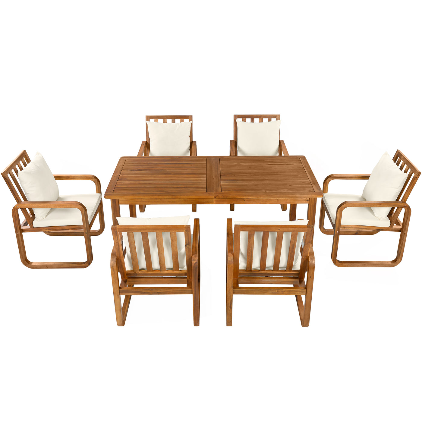 7-Piece Acacia Wood Outdoor Dining Set with Cushions