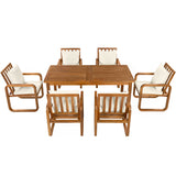 7-Piece Acacia Wood Outdoor Dining Set with Cushions