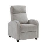 Modern Light Gray Corduroy Push Back Recliner Chair