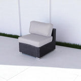 Outdoor Armless Chair Set HDPE Wicker Gray Set of 2