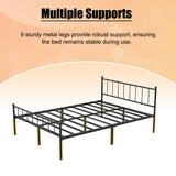 Queen Metal Platform Bed with Headboard Black