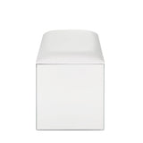 Vanity Stool - Ivory Synthetic Leather with Faux Crystal Inlay