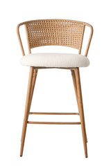 Set of 2 Metal Bar Stool Cream