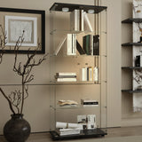Tempered Glass Display Cabinet with LED Lights and Locks