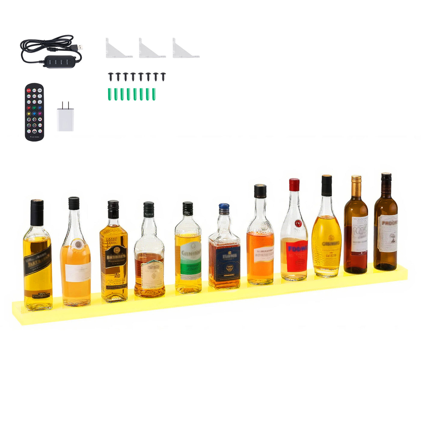 LED Liquor Bottle Display Cabinet 48" 12-Bottle Shelf