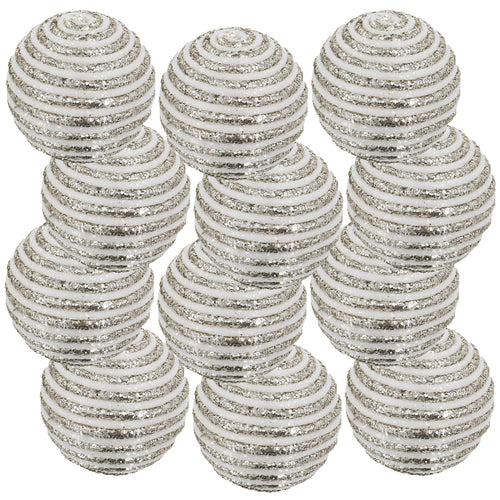 Christmas Ball Ornaments Set of 12 - 3.9" Plastic Hanging