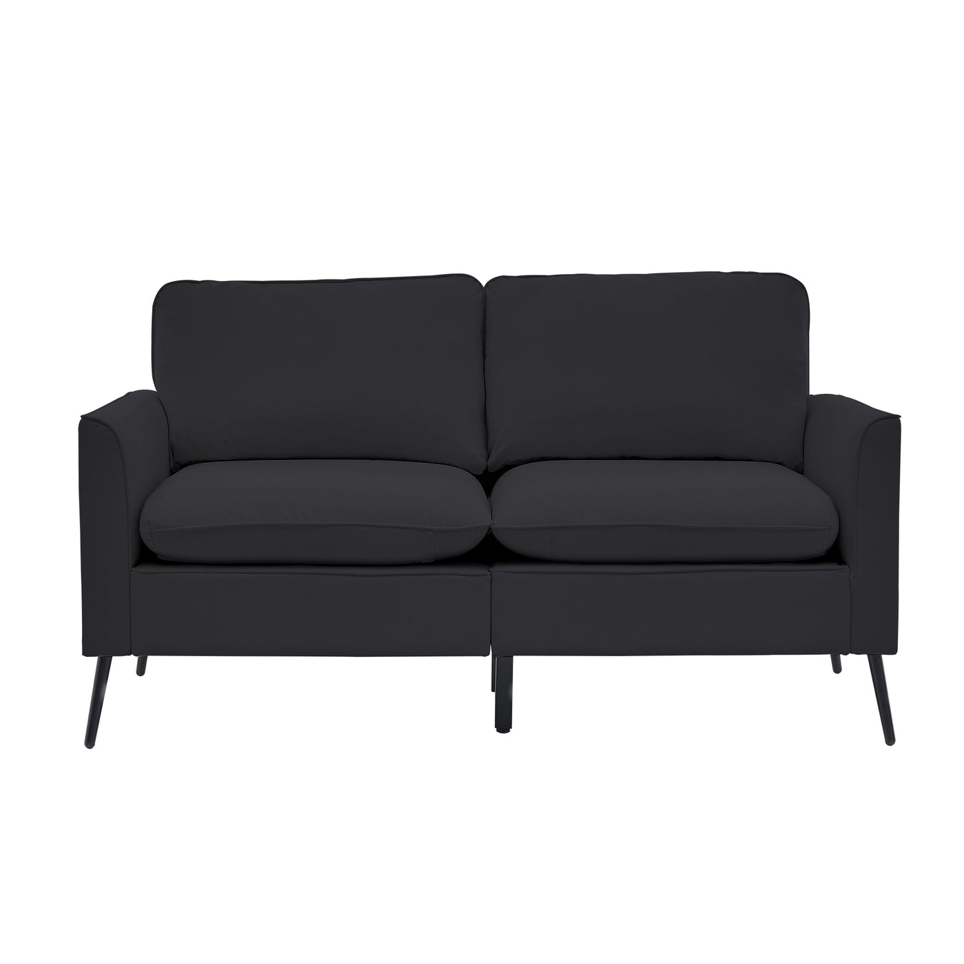 TS Nordic Retro Leather Sofa Chair Black Faux Leather Cushions