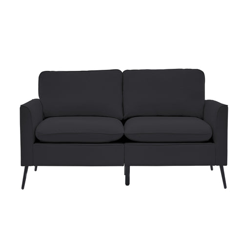 TS Nordic Retro Leather Sofa Chair Black Faux Leather Cushions