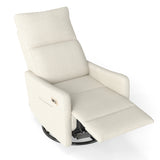 Velvet Recliner Swivel Power Beige