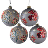 4.7" Glass Christmas Ball Ornaments Set of 4 Holiday Decorations