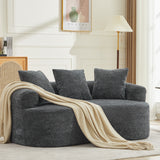 Curved Chenille Loveseat Sofa with Pillows, Deep Seat