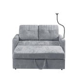 Chenille Loveseat with Storage Sleeper Grey 54"