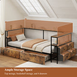 Twin Engineered Wood Platform Bed with Storage Drawers Black