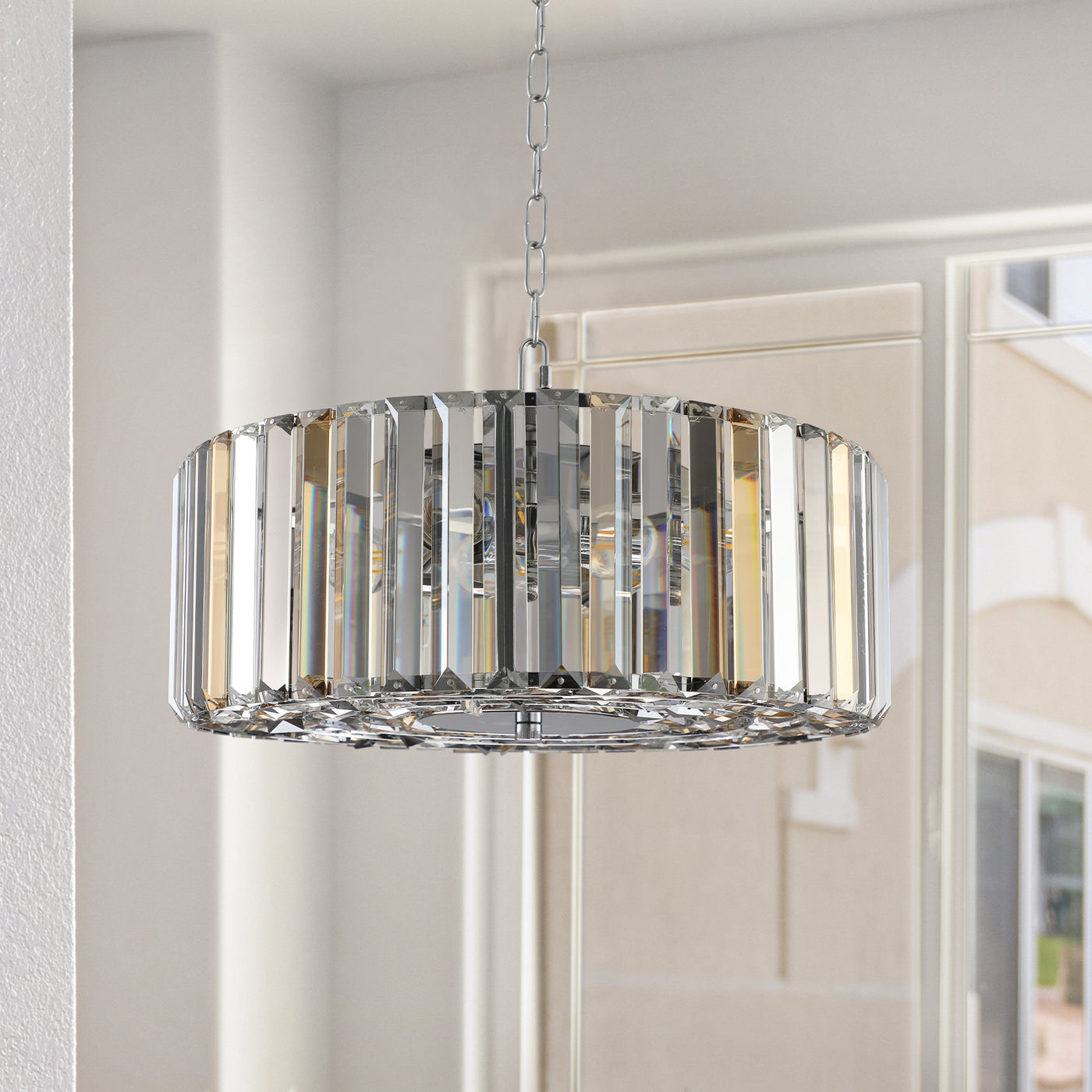 17" Chrome Crystal 4-Light Pendant Chandelier