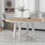Solid Wood Dining Table Oak Natural/Antique White 60"
