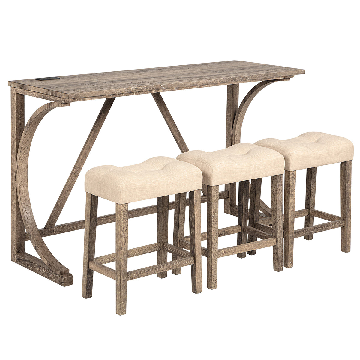 Fabric Bar Table Set Brown