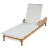 Chaise Lounge Acacia Wood Wicker Gray Cushion 4 Position 76.77in