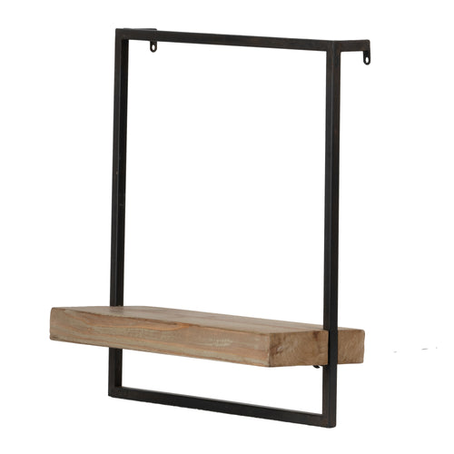 Iron and Wood Wall Shelf 15.7" x 5.9" x 17.7" Cabinet Decor