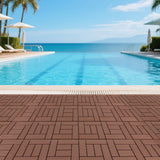 12" Interlocking Patio Deck Tiles Red Brown Polypropylene DIY