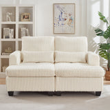 Fluffy Corduroy Loveseat with Adjustable Back