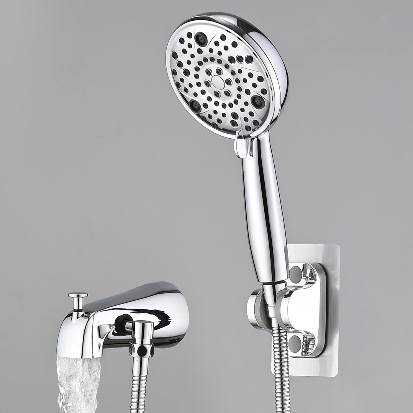 Slip-On Tub Spout with Diverter and 8-Setting Handheld Shower